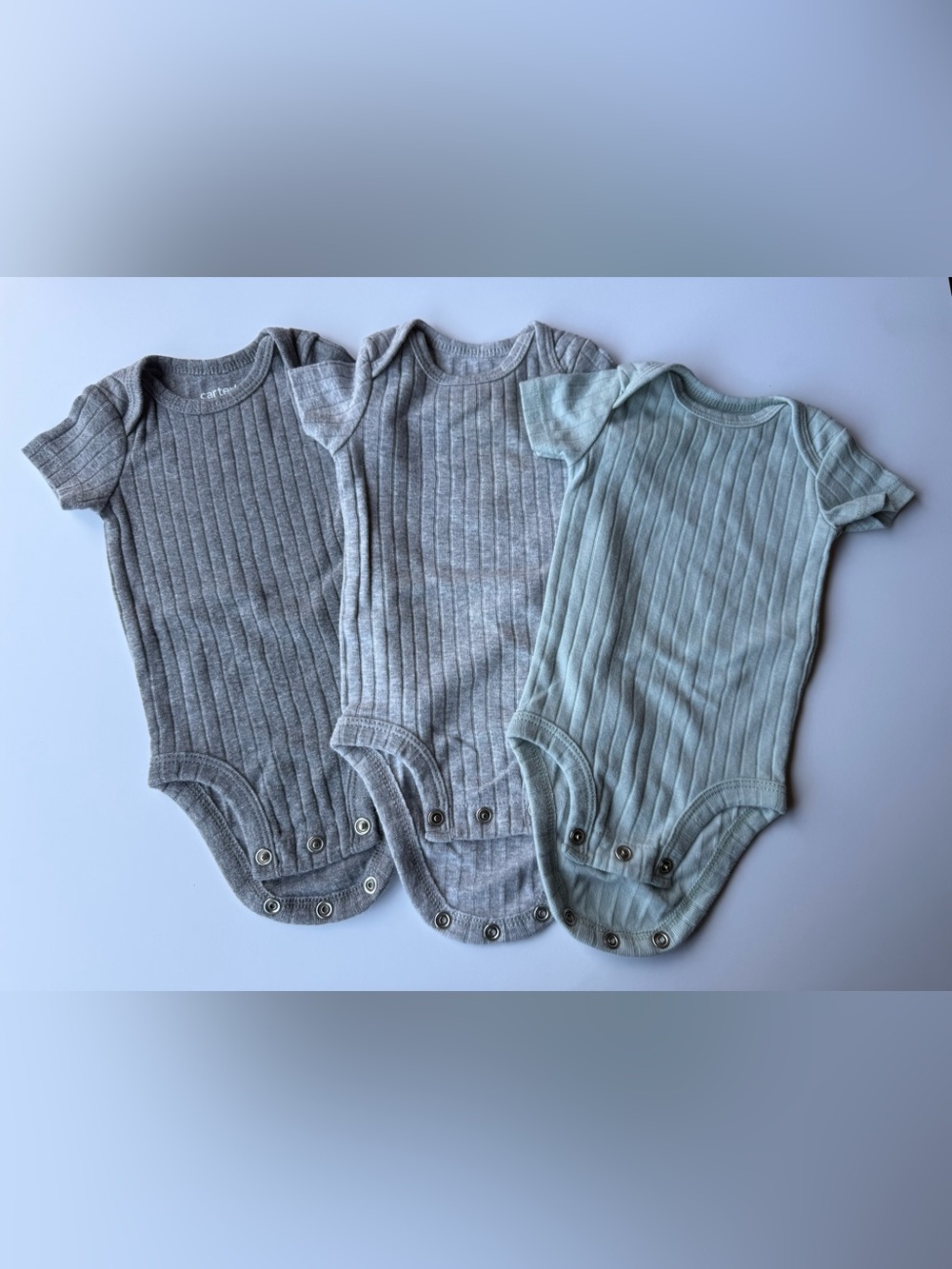 Carter's Ribbed One-Piece Bodysuit Set – Gray & Sage